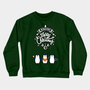 Christmas Penguins Caroling - Light Text Crewneck Sweatshirt